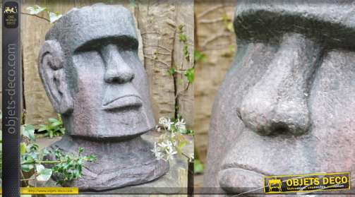 Trofeo para posar en forma de cabeza, inspiración Isla de Pascua en MGO, interior o exterior 44cm