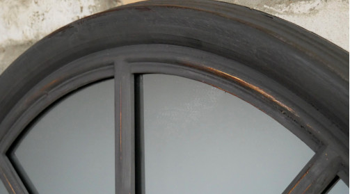 Espejo grande de madera para ventana, acabado negro carbón, efecto envejecido, ambiente romantico moderno, 102cm