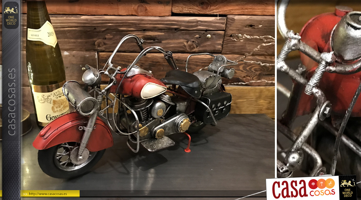 Portabotellas con forma de moto antigua estilo Harley 40 cm