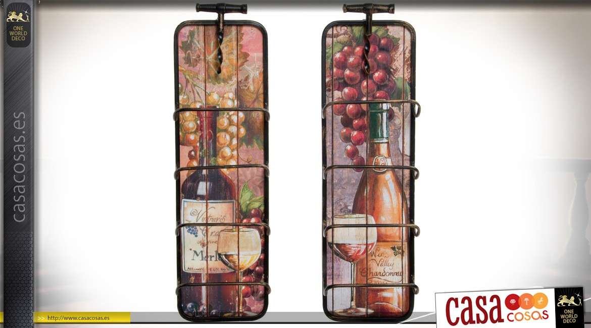 Conjunto de dos estantes de metal para el vino  63 cm